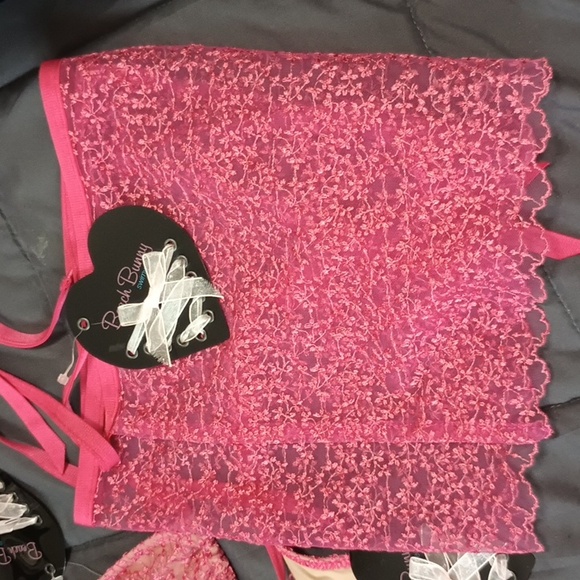 Beach Bunny NWT Pink Lace Tan X SM Top Lg Bottom W Cover-up - Picture 4 of 7